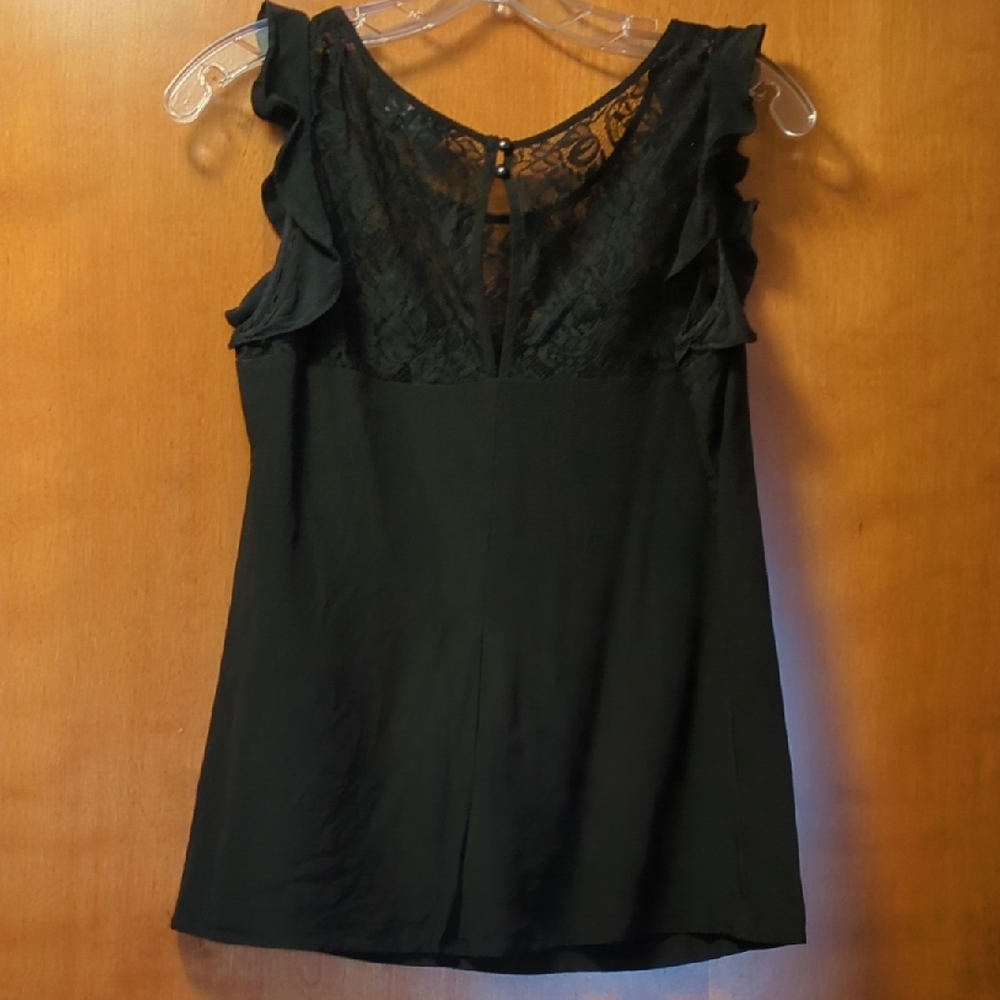 Express Black Ruffle Lace Blouse - Picture 5 of 6